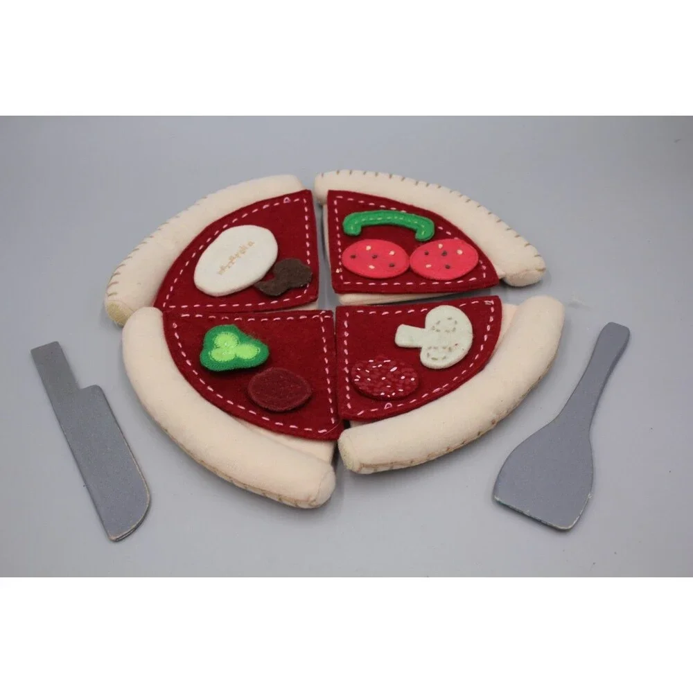 VTG Pottery Barn Kids PBK Felt Play Food Pizza Mozzarella Pepperoni Mushroom 12